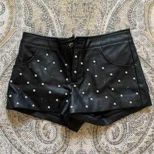 Black faux leather GUESS shorts